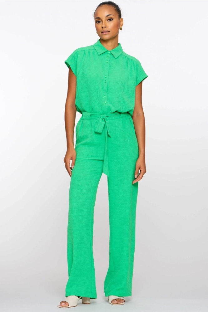 GESTRUCTUREERDE BLOUSE MET KORTE MOUWEN 53145 21 GREEN